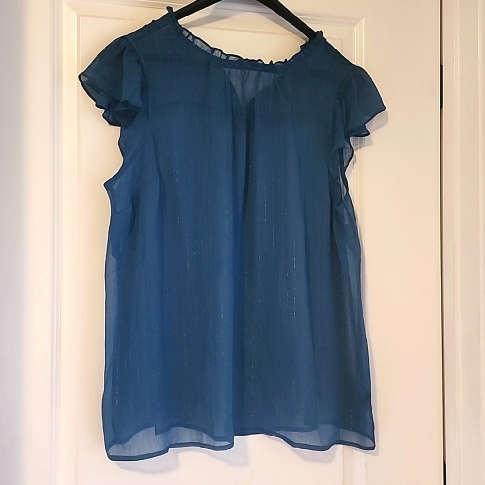 Torrid Sheer Cap Sleeve Top with Ruffle Detail (Torrid Size 0/Size 14)